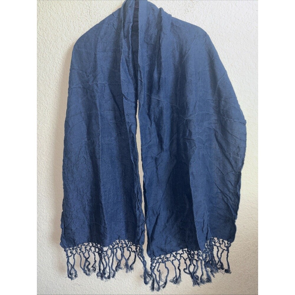 Linen Scarf Fringed Shawl European Estonia Handmade luxury Cottage Coastal 17x67